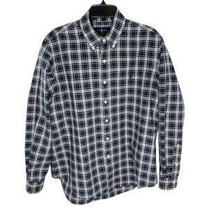 Ralph Lauren Shirt Men’s Size L Blue White Plaids Button Front Long Sleeve